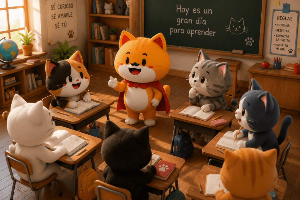 darwin impartiendo clases a otros gatitos