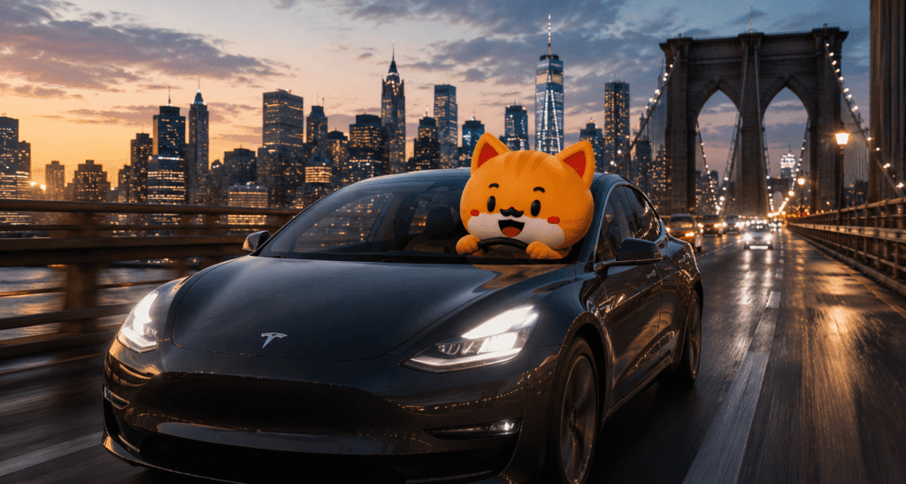 darwin is driving a tesla in newyork city